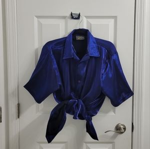 Vintage Pop Icon Satin Silky Button Down